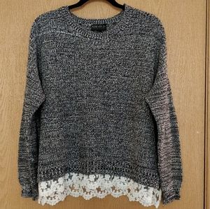 Forever 21+ Black and White Marled Lace Sweater